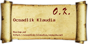 Ocsadlik Klaudia névjegykártya